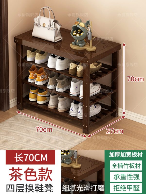 Shoe changing stool door, household shoe cabinet stool, integrated into the house, wear shoe stool, enter the door, you can sit on a solid wood shoe rack bench - 图片 5