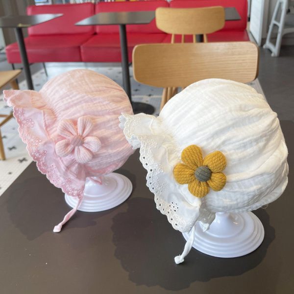 Baby hat Spring and Autumn thin style cute palace hat for baby girls, pure cotton princess hat for infants and young children, newborn sun hat - 图片 2