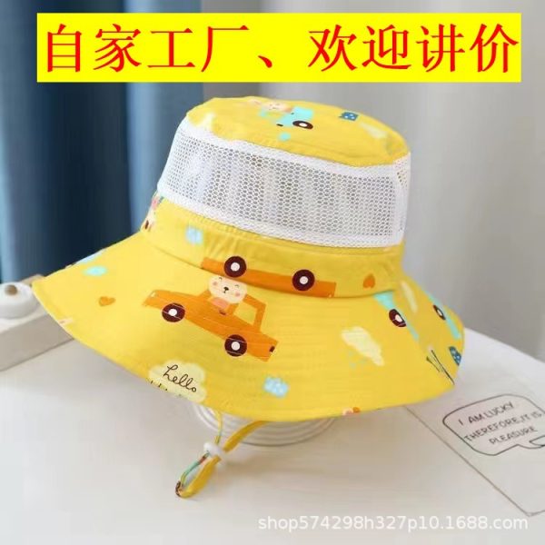 Children's hat with large brim for sun protection, summer thin design, mesh breathable fisherman's big sun hat for girls, cross-border foreign trade, Amazon - 图片 2