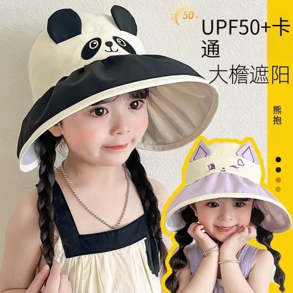 Large eave fan hat for summer girls, UV resistant sun hat, empty top sun hat, foldable men's thin baby hat
