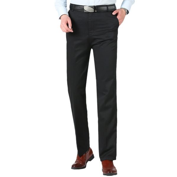 Cotton business casual pants, loose middle-aged and elderly men's pants, men's thin straight high-waisted dad long pants, versatile - 图片 5