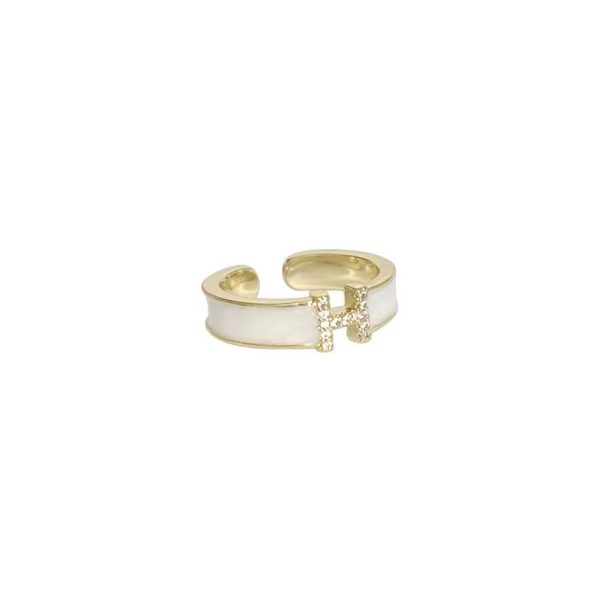 H letter ring, women's niche fashion, personality opening, new trendy, high-end sense of simplicity, decorative index finger ring - 图片 5