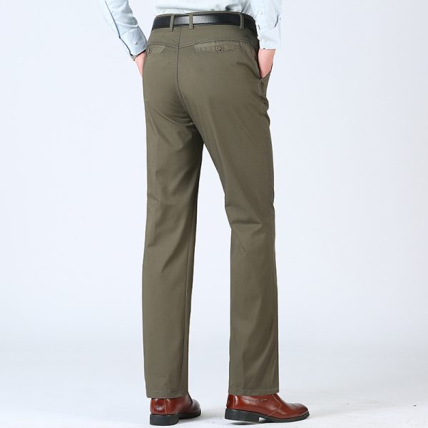 Cotton business casual pants, loose middle-aged and elderly men's pants, men's thin straight high-waisted dad long pants, versatile - 图片 4