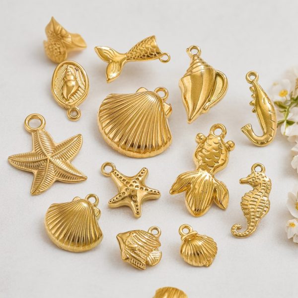 DIY Jewelry Accessories Stainless steel marine series pendant, mermaid shell, sea star bracelet, necklace pendant - 图片 3
