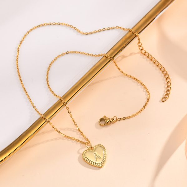 English letter women's copper heart pendant gold women's necklace Spring stream water jewelry ZM20 - 图片 2