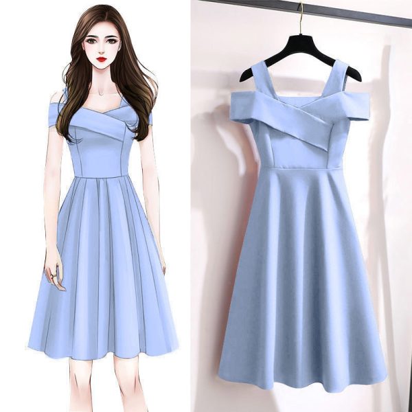 2025新型オーバーサイズ婦人服太った妹ファッション気質ワンピース女腹部隠し痩せ見えウエストスカート女夏