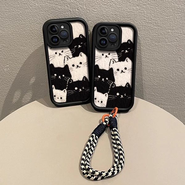 かわいい猫用アップル15 promax携帯ケース16 pro仔羊の皮iphone 14 plus保護カバーX - 图片 5