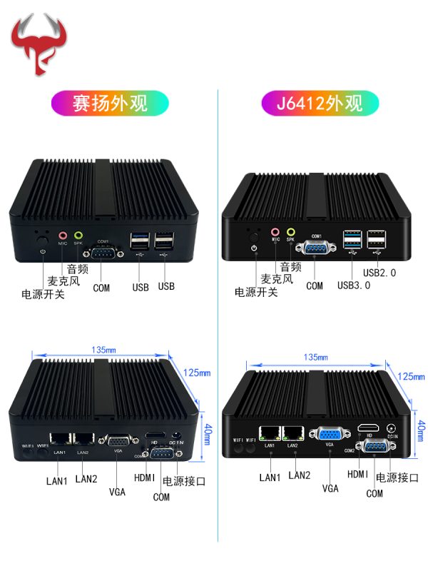Kui Niu mini host j1900 dual network port J6412 core i3 i5 i7 embedded industrial desktop micro computer linux industrial computer - 图片 3