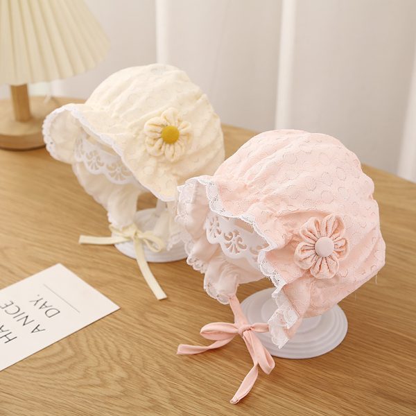 New Baby Hats Spring and Autumn New Baby Girl Princess Hats Lace Fishing Hats Sunscreen Cute Pot Hats Trendy - 图片 2