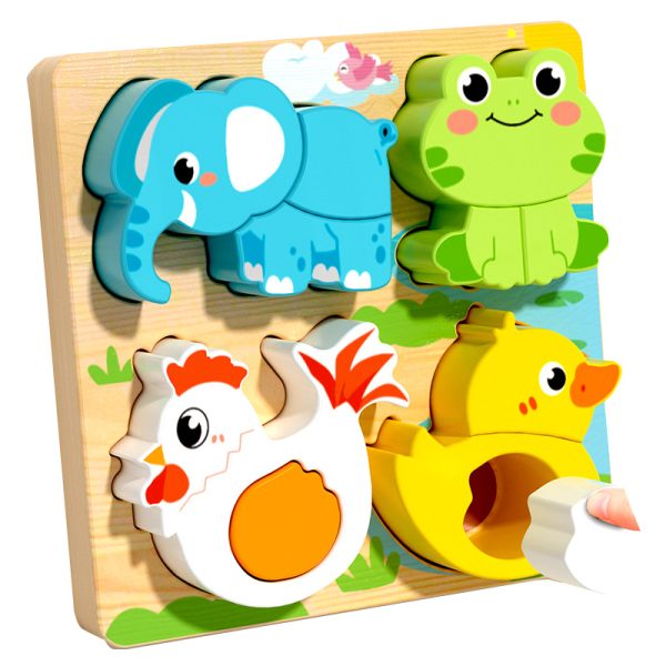 子供の立体パズルボード木製モンズ早教益智ペア積み木の赤ちゃん1歳から2歳まで3歳の男の子と女性6人のおもちゃ - 图片 5