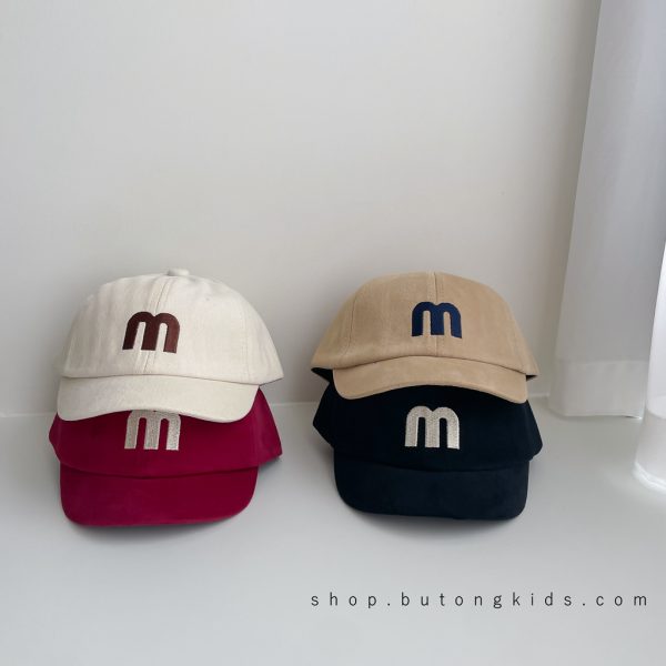 Korean version big letter embroidered children's duck tongue hat, versatile for autumn and winter, baby and toddler concave design, solid color baseball cap - 图片 2