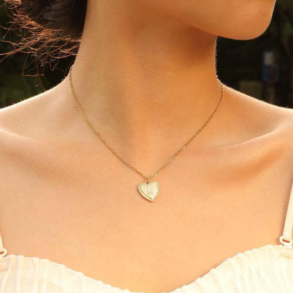 English letter women's copper heart pendant gold women's necklace Spring stream water jewelry ZM20 - 图片 4
