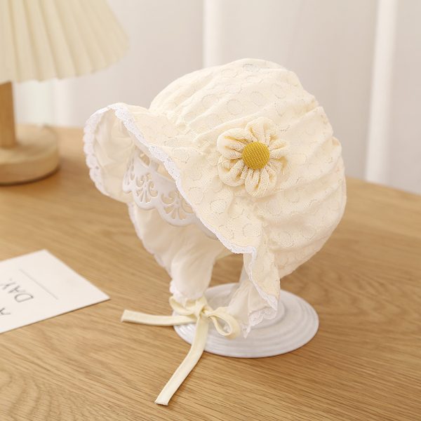 New Baby Hats Spring and Autumn New Baby Girl Princess Hats Lace Fishing Hats Sunscreen Cute Pot Hats Trendy - 图片 3