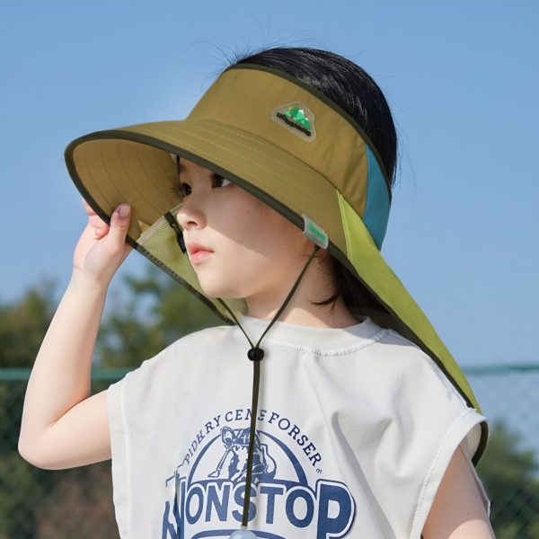 Children's hat for summer outings, sun protection and neck protection for girls, versatile sun protection hat, big brim, cute baby, mid air top hat - 图片 3