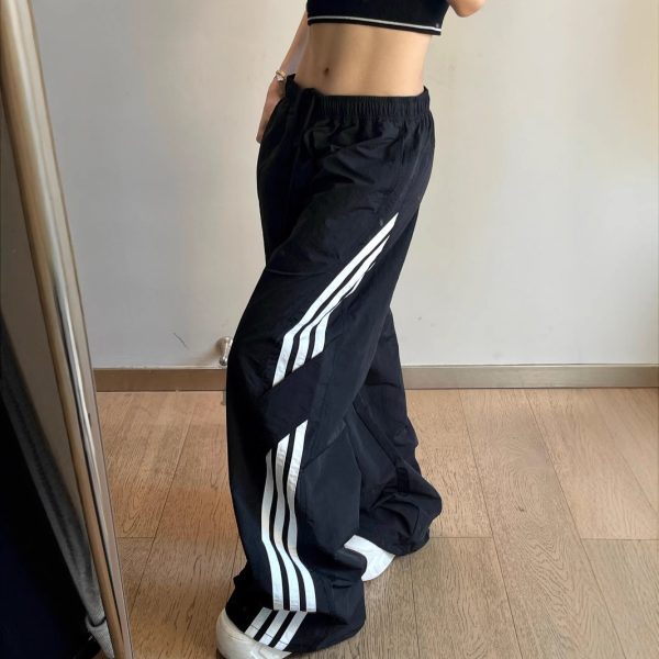 Quick-drying casual sports cargo pants for men and women Summer thin American vintage black jazz dance pants - 图片 3