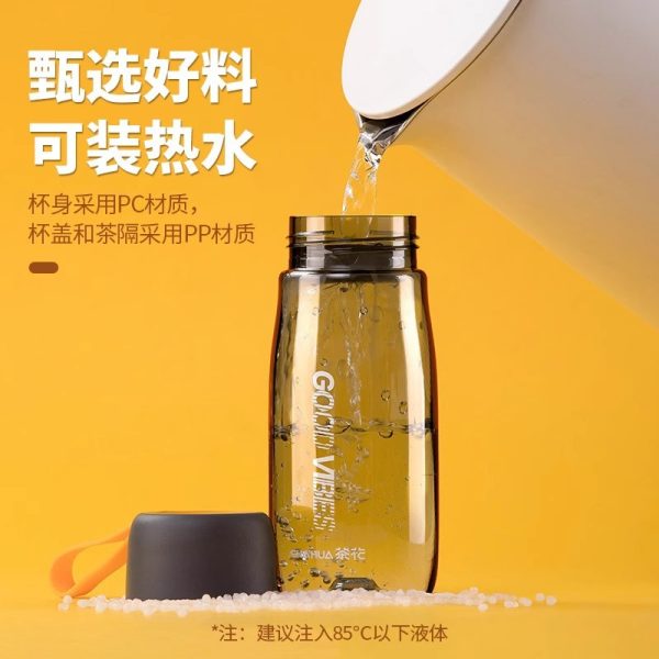 ティーフラワーウォーターカップお茶を入れるタンブラー520 mlプラスチック取手透明カップ運動付き手ぶら旅行050035 - 图片 3