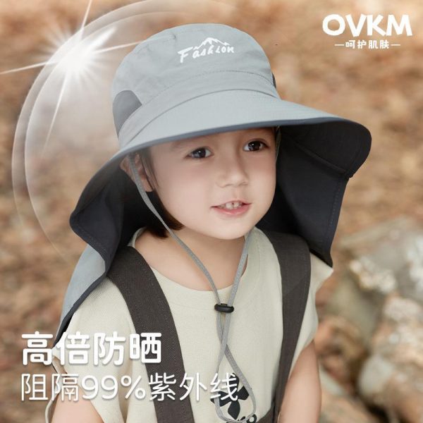 Children's sun hat with UV protection, boys' sun hat, girls' summer big brim shawl, fisherman's hat, sun hat - 图片 2