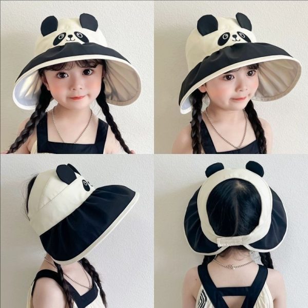 Summer children's empty top sun hat, cute girls' UV resistant sun hat, foldable large brim fisherman hat - 图片 2