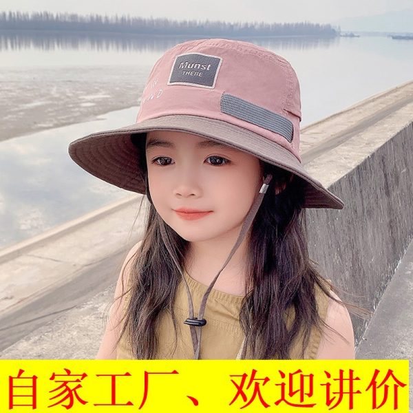 Children's Hat Summer New Quick drying Sunscreen Fisherman's Hat with Adjustable Large Eaves for Large Children, Cross border Amazon for Foreign Trade