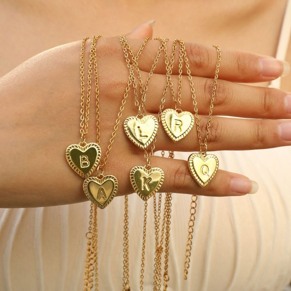 English letter women's copper heart pendant gold women's necklace Spring stream water jewelry ZM20