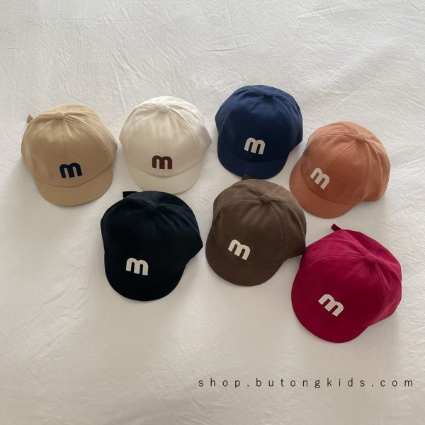 Korean version big letter embroidered children's duck tongue hat, versatile for autumn and winter, baby and toddler concave design, solid color baseball cap