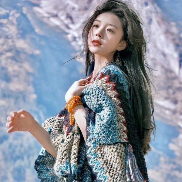 民族風ストール女性の秋冬アウタースカーフ雲南観光休暇ロングレトロマントフリンジマント - 图片 3