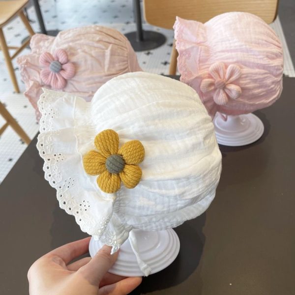 Baby hat Spring and Autumn thin style cute palace hat for baby girls, pure cotton princess hat for infants and young children, newborn sun hat