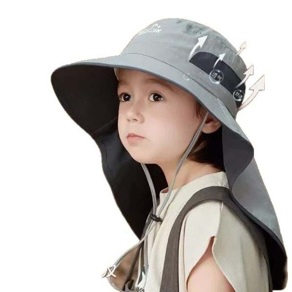 Children's sun hat with UV protection, boys' sun hat, girls' summer big brim shawl, fisherman's hat, sun hat - 图片 5