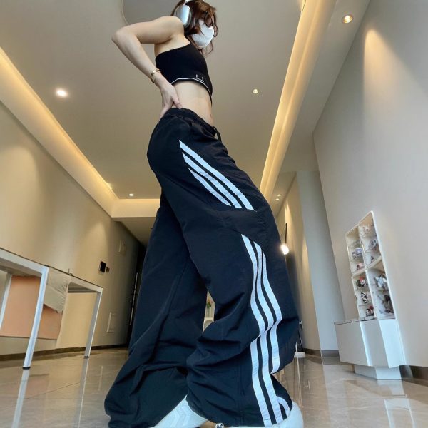 Quick-drying casual sports cargo pants for men and women Summer thin American vintage black jazz dance pants - 图片 2