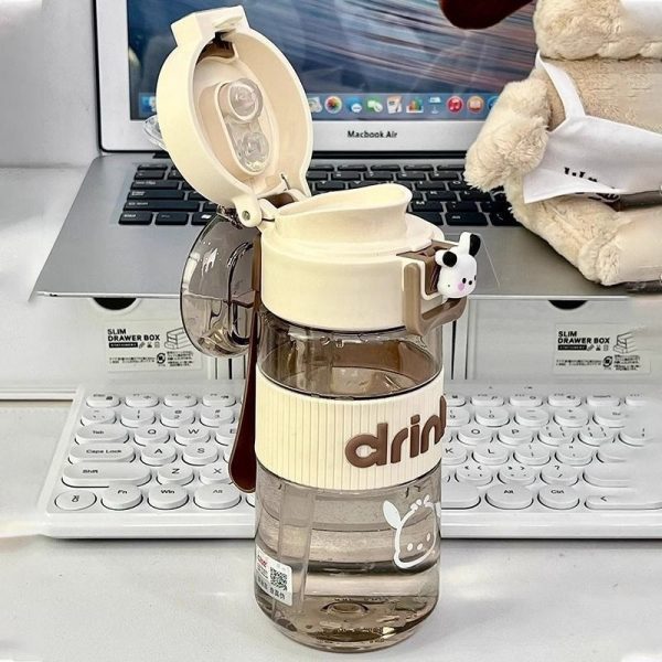 夏のコップ学生用ストロー携帯大容量プラスチック落下防止女子高容貌値通学専用シンプルキッズ - 图片 3