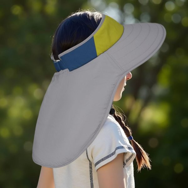 Children's hat for summer outings, sun protection and neck protection for girls, versatile sun protection hat, big brim, cute baby, mid air top hat - 图片 2