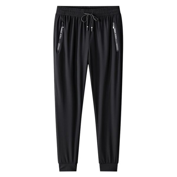 Ice silk slacks men's summer thin drape, quick-drying cool trousers, plus size straight stretch running sweatpants - 图片 5