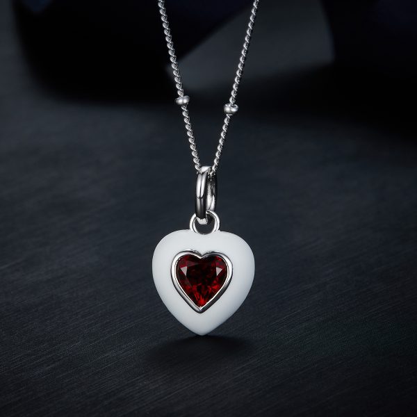 The new all-over 925 silver natural garnet necklace is hearty white epoxy rubber process fashion bead chain plated with 18K gold - 图片 2
