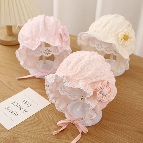 New Baby Hats Spring and Autumn New Baby Girl Princess Hats Lace Fishing Hats Sunscreen Cute Pot Hats Trendy
