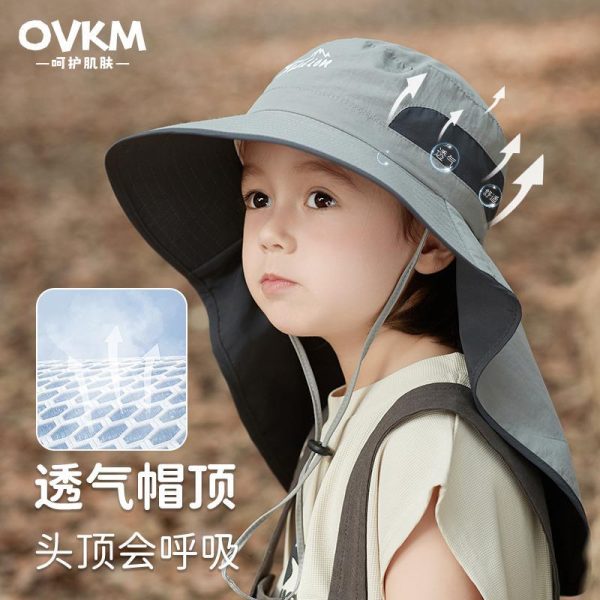 Children's sun hat with UV protection, boys' sun hat, girls' summer big brim shawl, fisherman's hat, sun hat - 图片 3