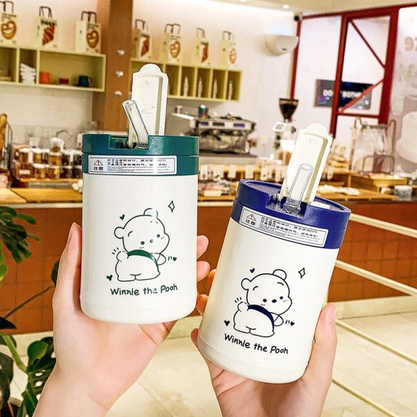 高ルックスの小熊ストローカップかわいいコップ家庭用学生グラスコーヒーカップ - 图片 3